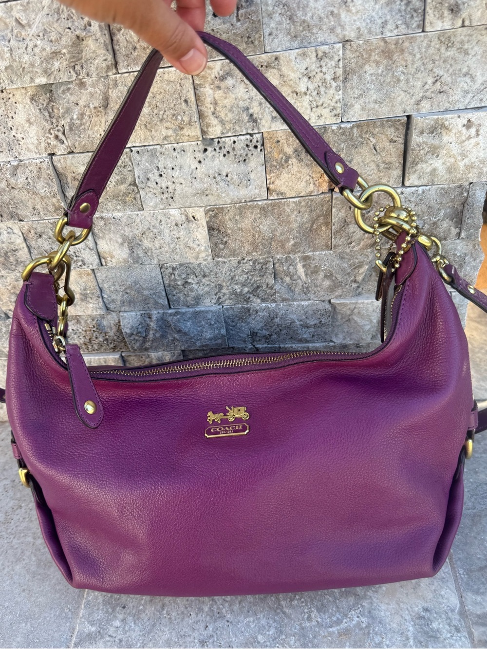 Coach Madison Hayley Purple Leather Hobo Shoulder Bag